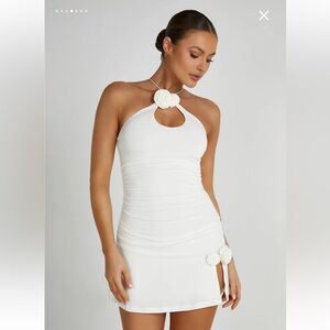Meshki Adeline rose halter white dress